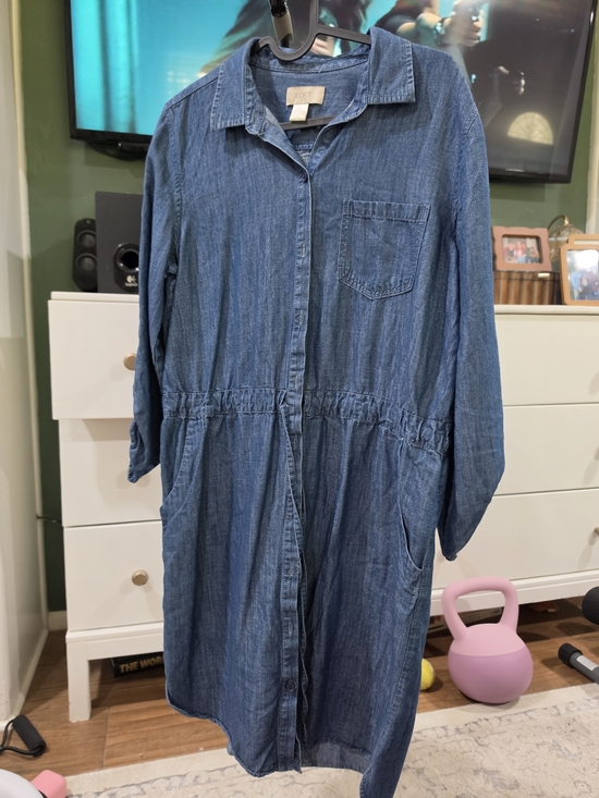 LOFT Dresses & Skirts - LOFT Outlet Casual Denim Button-Front Dress in Blue